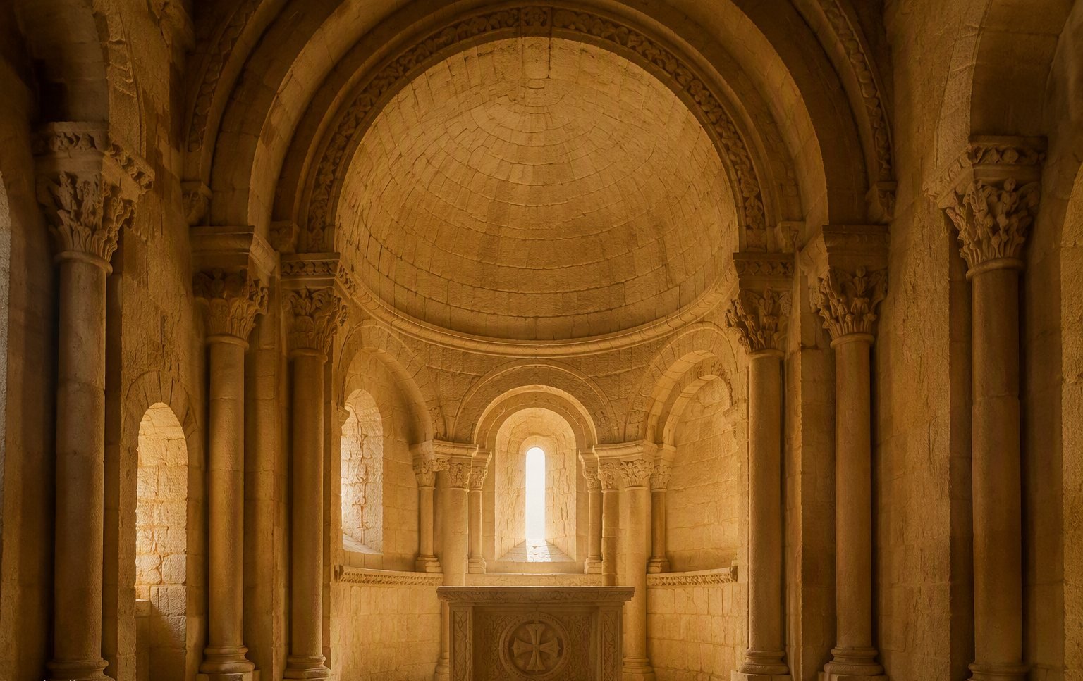 Golden-stone Romanesque church in Zamora's old town